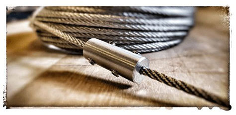 legatoria Terminale filettato, fissaggio a brugola Terminale in acciaio INOX  AISI 316, per cavi di acciaio diametro 4mm. Il cavo viene fissato tramite 3 grani esagonali filettati. Il terminale diametro 6mm  lungo 34mm. Lunghezza totale 65mm.