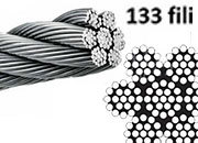 legatoria Cavetto Inox spessore 10mm fune INOX a 133 fili, AISI 316, carico di rottura: 4500kg.