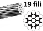 legatoria Cavetto Inox spessore 3mm fune INOX a 19 fili, AISI 316, carico di rottura: 740 kg fio9