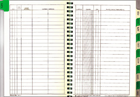 gbc Quaderno scadenze effetti passivi 1341 Scadenziari effetti passivi,  formato A5 (15 x 21) - 48 pagine (8 facciate per ogni mese) - rilegatura a spirale laterale - copertina in cartoncino marrone - 12 indici (mesi) plastificati ..