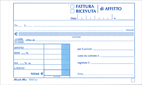 DU1612C0000 - Blocco ricevute-fatture di affitto flex 10x16,8 cm - 50x2  copie autoricalcanti - OFBA srl