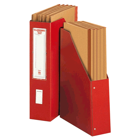 gbc Classificatore Singolo VERTICALE con Custodia Classomec 35-2 Rexel ROSSO. Completo di 12 cartelline a 3 lembi. Dorso: 8cm. Dimensioni esterne: 26,5x37cm. Dimensioni formato utile: 25x35cm.