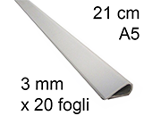 legatoria Dorsetto, dorsino rilegafogli 3mm, GRIGIO spessore 3mm, altezza 21cm, rilega fino a 20 fogli.