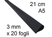 legatoria Dorsetto, dorsino rilegafogli 3mm, NERO spessore 3mm, altezza 21cm, rilega fino a 20 fogli.