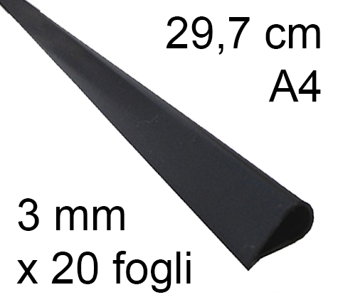 legatoria Dorsetto, dorsino rilegafogli 3mm, NERO spessore 3mm, altezza 30cm, rilega fino a 20 fogli.