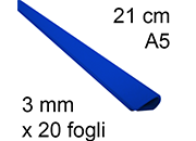 legatoria Dorsetto, dorsino rilegafogli 3mm, BLU spessore 3mm, altezza 21cm, rilega fino a 20 fogli.