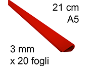 legatoria Dorsetto, dorsino rilegafogli 3mm, ROSSO spessore 3mm, altezza 21cm, rilega fino a 20 fogli.