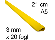 legatoria Dorsetto, dorsino rilegafogli 3mm, GIALLO spessore 3mm, altezza 21cm, rilega fino a 20 fogli.