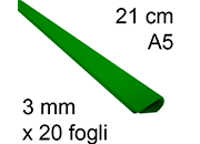 legatoria Dorsetto, dorsino rilegafogli 3mm, VERDE spessore 3mm, altezza 21cm, rilega fino a 20 fogli.