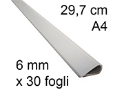 legatoria Dorsetto, dorsino rilegafogli 6mm, GRIGIO spessore 6mm, altezza 30cm, rilega fino a 30 fogli.