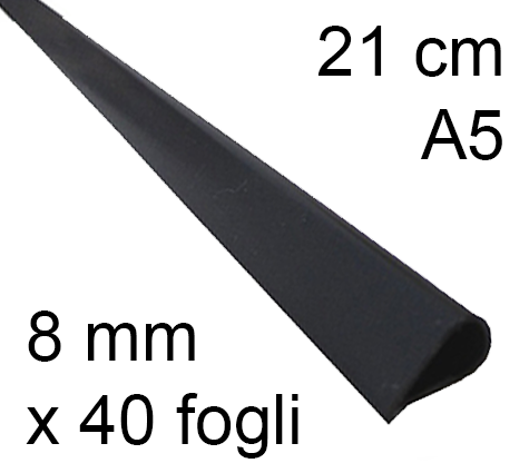 legatoria Dorsetto, dorsino rilegafogli 8mm, NERO spessore 8mm, altezza 21cm, rilega fino a 40 fogli.