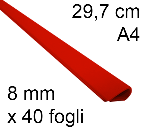 legatoria Dorsetto. dorsino rilegafogli 8mm. ROSSO spessore 8mm, altezza 30cm, rilega fino a 40 fogli.