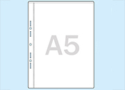 legatoria Busta A5, perforazione universale (20809500) Rinforzo laterale forato, BIANCO. Formato A5 (15x21cm), realizzate in polipropilene trasparente goffrato antiriflesso da 50 micron GBC1004030E