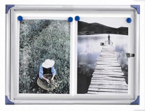 gbc Bacheca magnetica da interni extra piatta bianca, pu contenere 2 fogli A4 in orizzontale. Sportello di chiusura con anta a battente e serratura. Dimensioni: 51x34x2,2cm. Scrivibile con pennarelli cancellabili a secco.