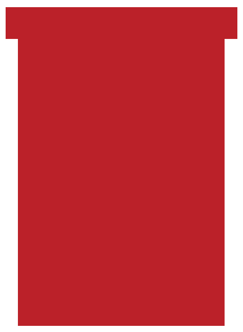 gbc Schede T Nobo, indice3, ROSSO larghezza minima 80mm, larghezza massima 92mm, altezza totale 120mm, altezza parte esterna 15mm.