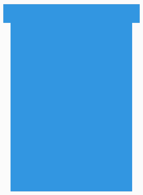 gbc Schede T Nobo, indice3, AZZURRO larghezza minima 80mm, larghezza massima 92mm, altezza totale 120mm, altezza parte esterna 15mm.