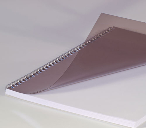 carta CopertineTrasparenti PVC FUME 240gr-mq. Crystal HiClear per rilegatura GBC. Formato: A4. Spessore: 180 micron.