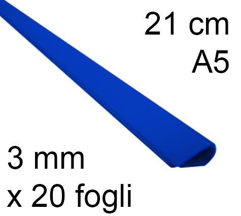 legatoria Dorsetto, dorsino rilegafogli 4mm, BLU spessore 4mm, altezza 21cm, rilega fino a 25 fogli.