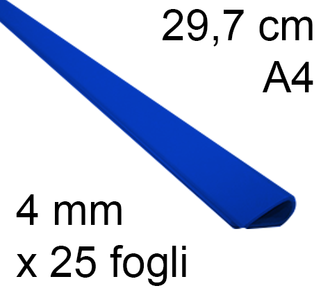 legatoria Dorsetto, dorsino rilegafogli 4mm, BLU spessore 4mm, altezza 30cm, rilega fino a 25 fogli.