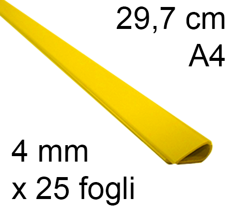 legatoria Dorsetto, dorsino rilegafogli 4mm, GIALLO spessore 4mm, altezza 30cm, rilega fino a 25 fogli.