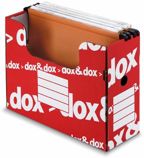 acco DOX&DOX Portacartelle sospese  ROSSO. Formato esterno: larghezza 34, altezza 26, spessore 12cm. Formato utile: larghezza 32,5, altezza 25, spessore 11cm. Per cartelle sospese interasse 33 cm. Fori di presa laterali. Spazio frontale per la personalizzazione del contenuto. 77-06.