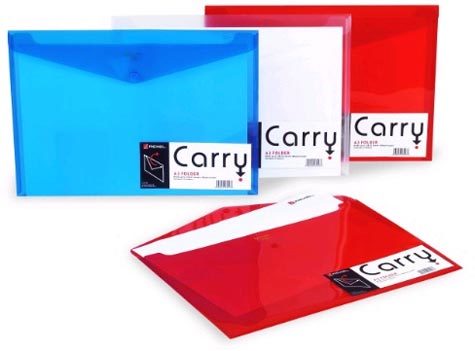 acco Cartellina Carry Folder a3 In polipropilene trasparente BLU. Chiusura rapida grazie al bottone a pressione in plastica, sicurezza e protezione del contenuto garantita dalla patella . Capacit: fino 150 fogli A3. 43-09L.
