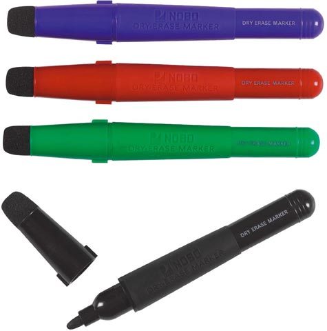 acco Pennarello cancellabile per lavagna bianca NOBO ProStyle, ROSSO.  PUNTA 3 MM, TONDA. Impugnatura ergonomica gommata. Pratico cancellino sul tappo per le piccole correzioni. Dispositivo antirotolamento sul tappo. 77-08.