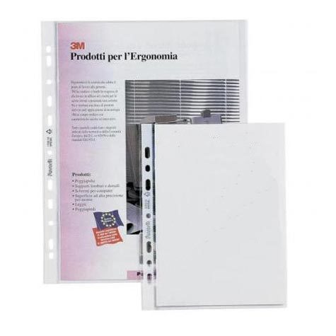 legatoria Busta A5, perforazione universale (20809500) Rinforzo laterale forato, BIANCO. Formato A5 (15x21cm), realizzate in polipropilene trasparente goffrato antiriflesso da 50 micron.