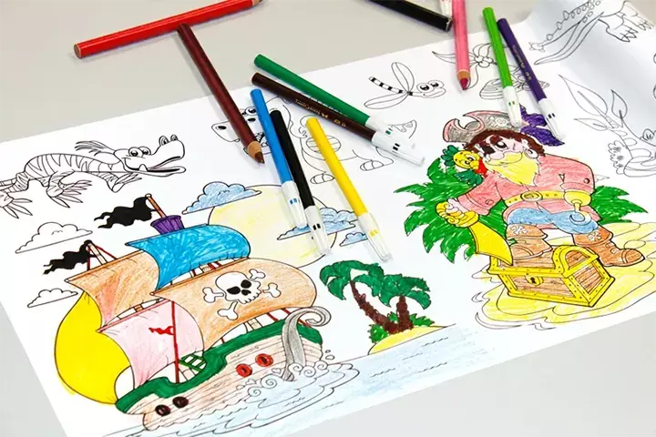 gbc Rotolo Disegno Banner, Bimbi&Bimbe, 300mmX4m PER BAMBINI E BAMBINE. Rotolo Autoadesivo in Carta Removibile alto 30cm e lungo 4 metri da colorare e-o ritagliare. Adesivo atossico specifico per bambini a base acqua. 6 pastelli a cera compresi nella confezione. MADE IN GERMANY.