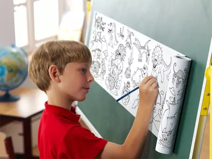 gbc Rotolo Disegno Banner, BimbiPiccoli, 300mmX4m PER BAMBINI PIU PICCOLI. Rotolo Autoadesivo in Carta Removibile alto 30cm e lungo 4 metri da colorare e-o ritagliare. Adesivo atossico specifico per bambini a base acqua. MADE IN GERMANY.