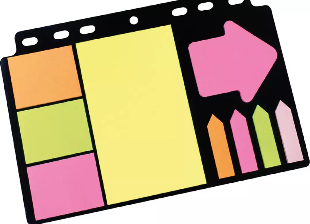 gbc SegnaPagina PageMarker FogliettiAdesivi Assortimento di 4 blocchetti di fogli adesivi + 5 blocchetti di segnapagina adesivi, montati su supporto in cartoncino rigido a perforazione universale. MADE IN GERMANY Glb874909