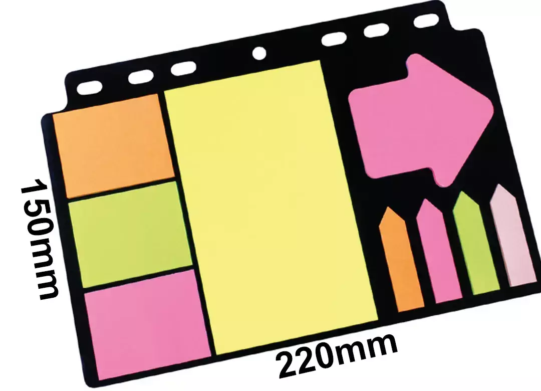 gbc SegnaPagina PageMarker FogliettiAdesivi Assortimento di 4 blocchetti di fogli adesivi + 5 blocchetti di segnapagina adesivi, montati su supporto in cartoncino rigido a perforazione universale. MADE IN GERMANY.