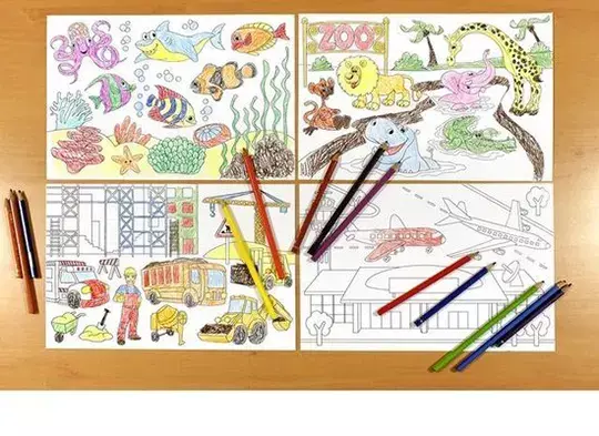 gbc AlbumDaColorare AdesivoA4 5soggetti Per bambini dai 3 anni in poi. Album da colorare formato A4 (20x297cm) 5fogli per 5soggetti, Adesivo removibile atossico a base acqua specifico per bambini. Aderisce su tutta la superficie. MADE IN GERMANY..