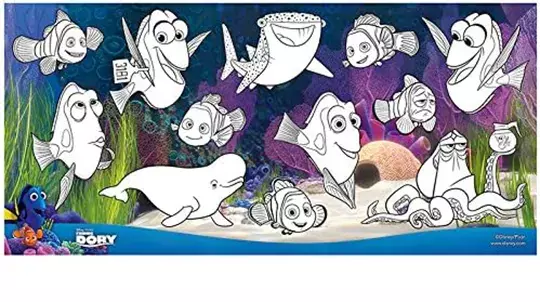 gbc RotoloDisegno BannerDORY Disney, 300mmX4,2m Rotolo Autoadesivo in Carta Removibile alto 30cm e lungo 4,20 metri da colorare e-o ritagliare. Adesivo atossico specifico per bambini a base acqua. Personaggio di Walt Disney. Adatto a bambini dopo i 3 anni. MADE IN GERMANY.