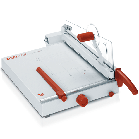 gbc Taglierina a leva IDEAL 1138 pianale L356xP403, luce taglio 385 mm, 50 fogli per taglio  (70gr.-mq.). Made in Germany.