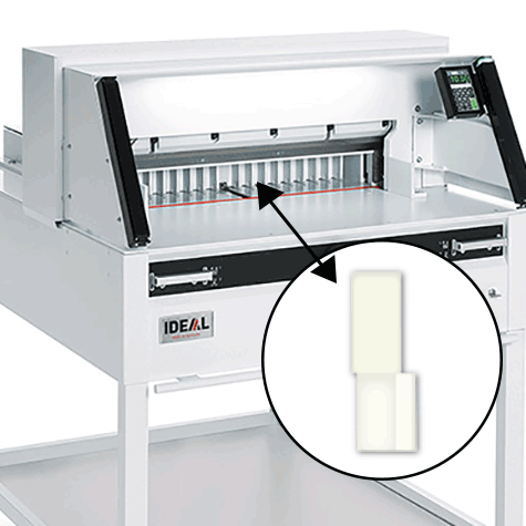 acco Inserto in plastica molleggiato su squadra posteriore  per Taglierina Tagliarisme Ideal 5210, 5250, 5221. Made in Germany.