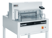 gbc Tagliarisme elettrica IDEAL 4855. Made in Germany luce di taglio 475 mm, pressino automatico, profondit del tavolo 450 mm, avanzamento elettromeccanico. Taglio sequenziale 35 mm. piano di lavoro 1296x762x1053. taglia fino a 80 mm. Alimentazione: 230V/50Hz/1.42kW. IDA4855