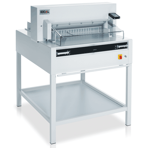 gbc Tagliarisme elettrica IDEAL 6655. Made in Germany luce di taglio 650 mm, pressino elettromeccanico, profondit del tavolo 610 mm, avanzamento elettromeccanico. Taglio sequenziale 25 mm. piano di lavoro 1296x992x1120. taglia fino a 80 mm. Alimentazione: 230V-50Hz-1.42kW..