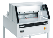 acco Tagliarisme elettrica IDEAL 6660. Made in Germany luce di taglio 650 mm, pressino automatico, profondit del tavolo 610 mm, avanzamento elettromeccanico. Taglio sequenziale 25 mm. piano di lavoro 1296x992x1220. taglia fino a 80 mm. Alimentazione: 230V/50Hz/1.42kW..