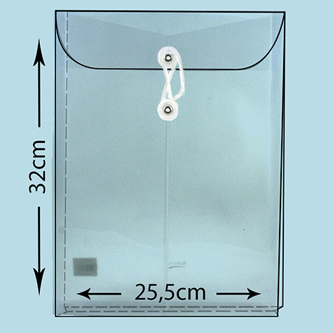 legatoria Busta sacco soffietto lacciuolo A4  A soffietto, in polipropilene trasparente NEUTRO. Dotata di un efficiente sistema si chiusura a LACCIO. Contiene fino a 400 fogli A4. Soffietto da 3cm. 43-09L.