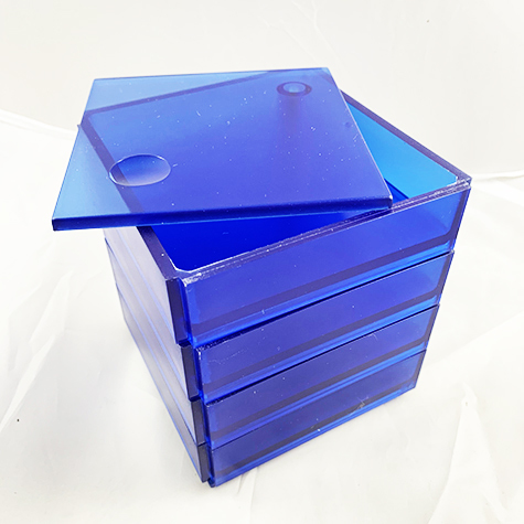 gbc Kartell, LineaSegmenti, Portaoggetti 4cassetti, BLU mm110x110 h120, Design Michele de Lucchi.