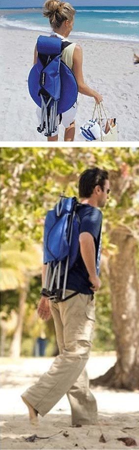 kelsyus Kelsyus COMBO CHAIR con tendalino ombreggiante Sedia a sdraio trasformabile in zaino + retina portariviste sotto al sedile e cuffia di chiusura. + parasole.