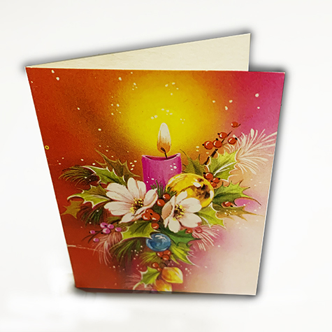 carta Biglietto chiudipacco, DueFiori completo di bustina in carta. Formato cm 4,7x6,8cm. Stampa offset su cartoncino bianco liscio. .