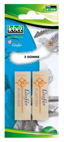 gbc Gomma PLAST L�ufer. in plastica trasparente per matite e pastelli in blister da 2 gomme. Prodotto originale tedesco. MADE IN GERMANY..