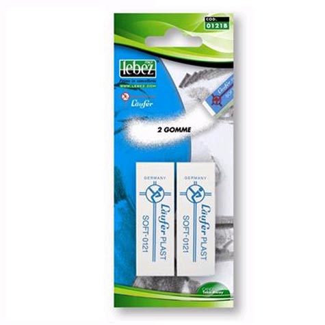 gbc Gomma PLAST-SOFT Lufer. in plastica per matite e pastelli in blister da 2 gomme. Prodotto originale tedesco. MADE IN GERMANY..