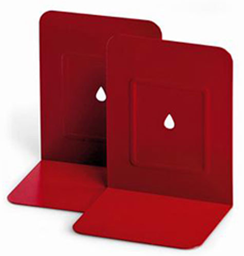 gbc Reggilibro in coppia. in metallo ROSSO, formato: 13,5x17,5 cm.