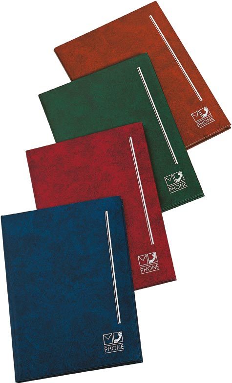 gbc Rubrica telefonica in vinyl, labbro argento, con 64 pagine BORDEAUX, Formato: 18x25 cm.