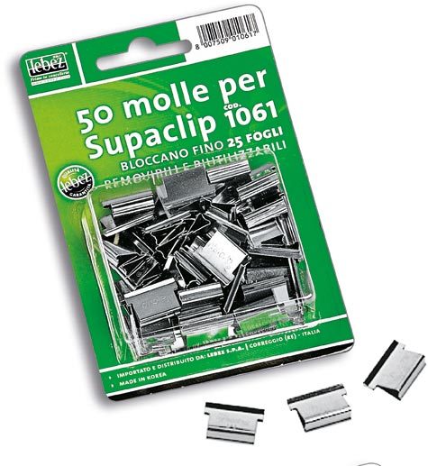 gbc Molle inox di ricambio SUPACLIP blister da 50 molle per 1060 e 1068 per sparamolle Lebez 1060 e sparamolle Lebez 1068.