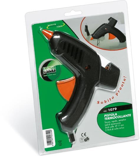 gbc Pistola termocollante 11mm con led di accensione. Compatibile con stick di colla diametro 11mm. 2 stick di colla inclusi.