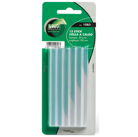 gbc Colla a caldo per pistola 8mm lunghezza 100mm, diametro 8mm. Adatta a pistola Lebez codice 1078 .